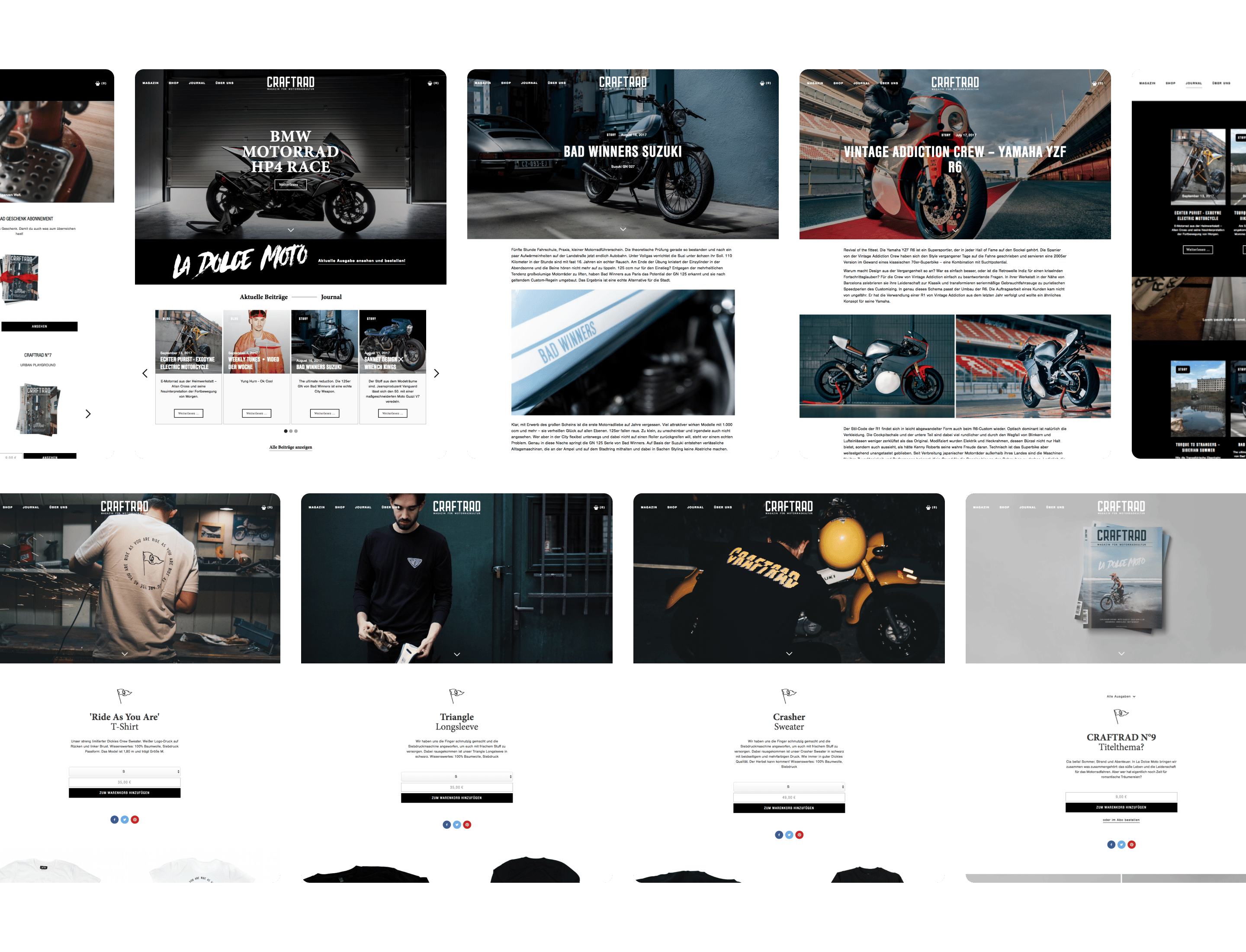 Grid mit verschiedenen neuen CRAFTRAD Layouts