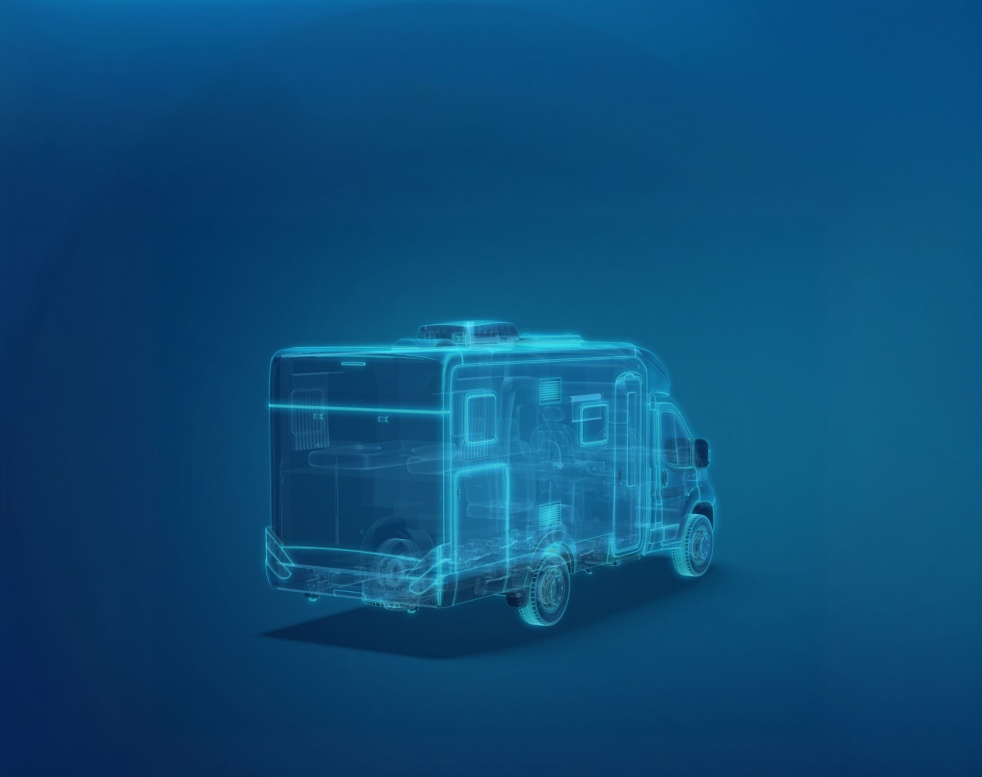 3D CAD Modell eines Wohnmobils.